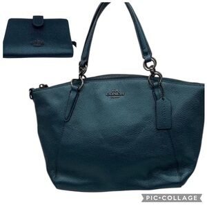1620 Coach Dark Teal Shoulder Bag and wallet set 257601620